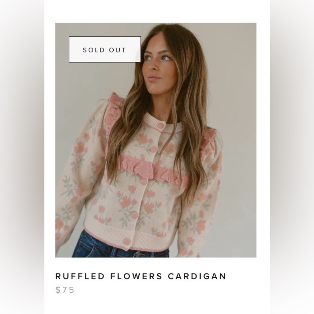 Goldie Lew Ruffled flowers cardigan large BNWT